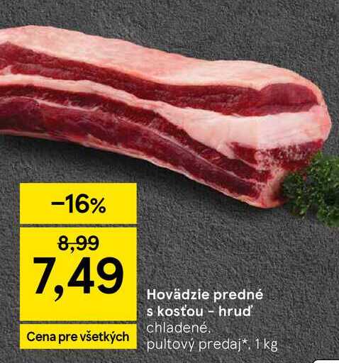 Hovädzie predné s kosťou hrud' chladené, 1 kg 
