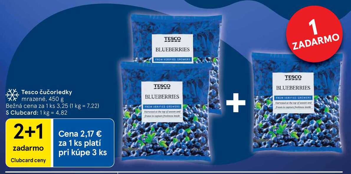 Tesco čučoriedky mrazené, 450 g