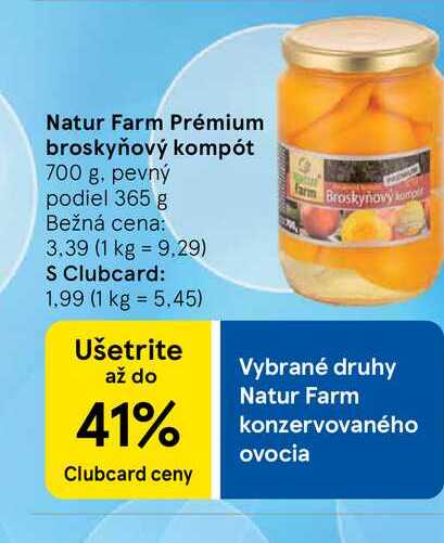 Natur Farm Prémium broskyňový kompót 700 g