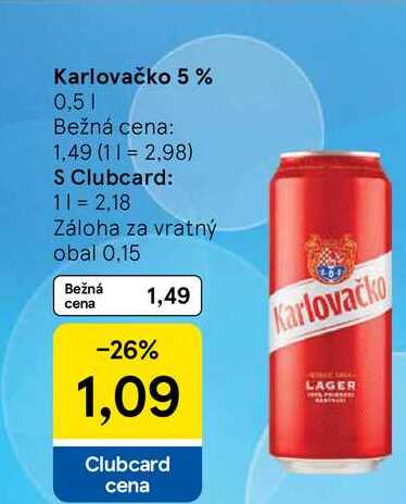 Karlovačko 5% 0,5l