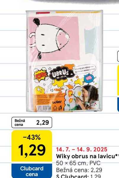 Wiky obrus na lavicu 50 x 65 cm, PVC 