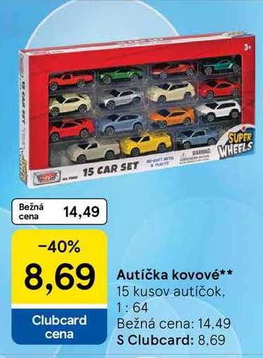 Autíčka kovové 15 kusov autíčok
