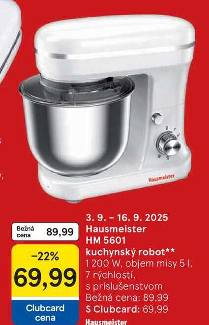Hausmeister HM 5601 kuchynský robot 1200 W, objem misy 5 l