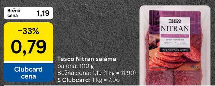Tesco Nitran saláma, 100 g