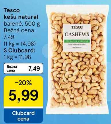 Tesco kešu natural, 500 g 