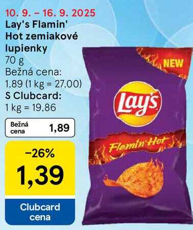 Lay's Flamin' Hot zemiakové lupienky, 70 g