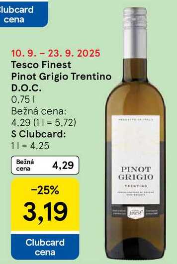Tesco Finest Pinot Grigio Trentino D.O.C., 0,75 l
