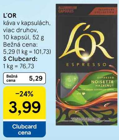 L'OR káva v kapsulách, 10 kapsúl