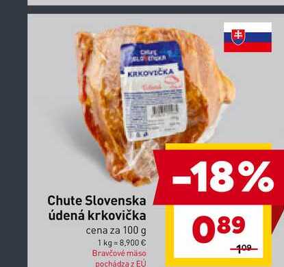 Chute Slovenska údená krkovička cena za 100 g 