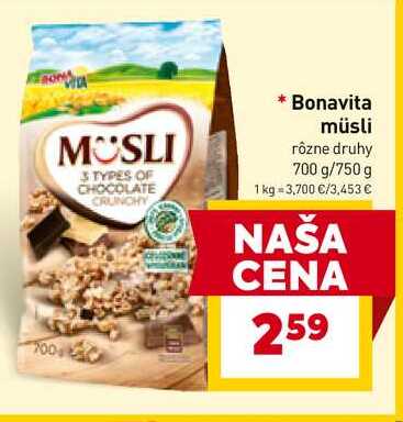 Bonavita müsli rôzne druhy 700 g/750 g 