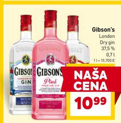 Gibson's London Dry gin 37,5% 0,7l