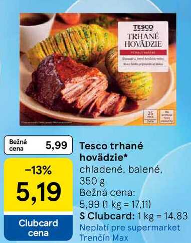 Tesco trhané hovädzie, 350 g