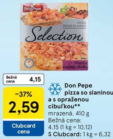 Don Pepe pizza so slaninou a s opraženou cibuľkou, 410 g 