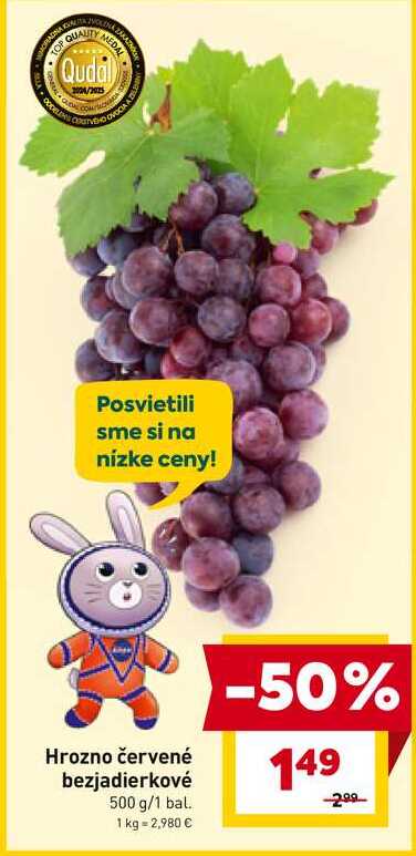 Hrozno červené bezjadierkové 500 g