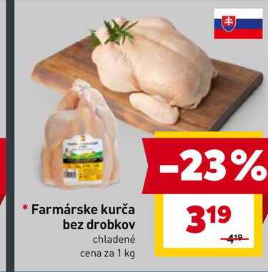 Farmárske kurča bez drobkov chladené cena za 1 kg 