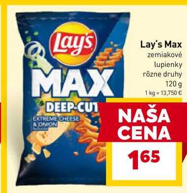 Lay's Max zemiakové lupienky rôzne druhy 120 g 