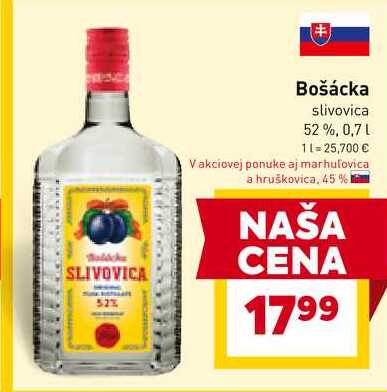 Bošácka slivovica 52 %, 0,7L 