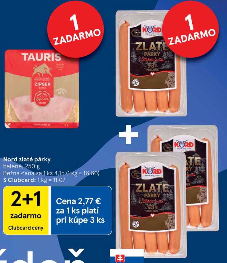 Nord zlaté párky, 250 g