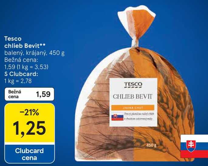 Tesco chlieb Bevit, 450 g