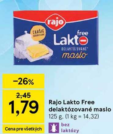 Rajo Lakto Free delaktózované maslo, 125 g