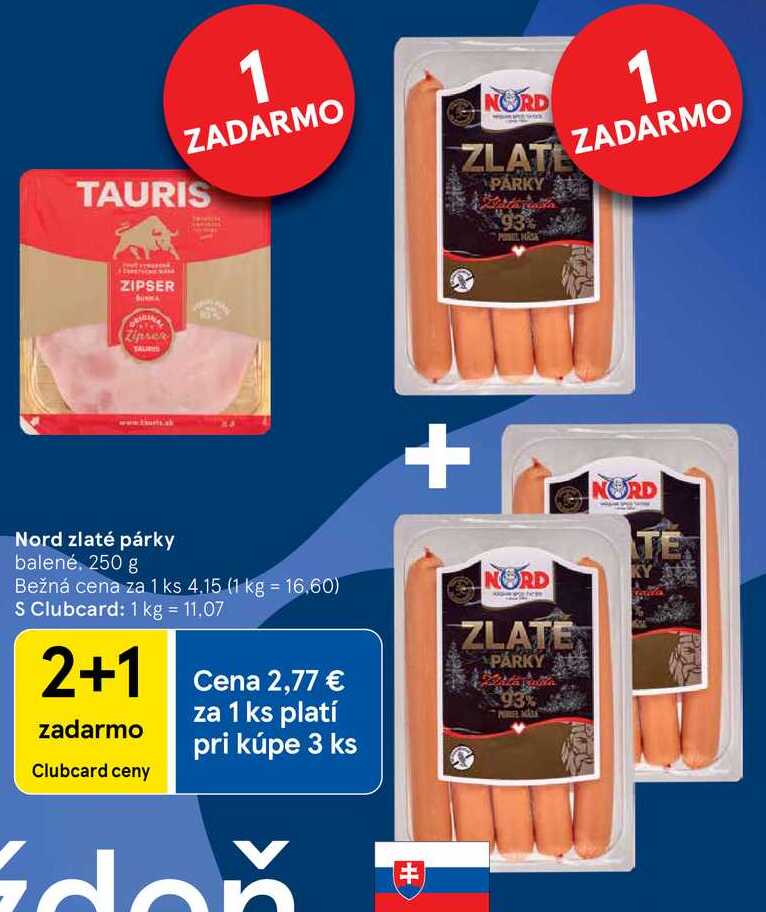 Nord zlaté párky, 250 g 