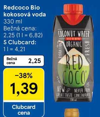 Redcoco Bio kokosová voda, 330 ml 