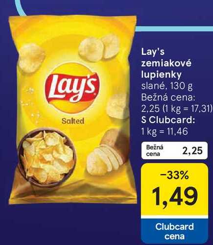Lay's zemiakové lupienky, 130 g 