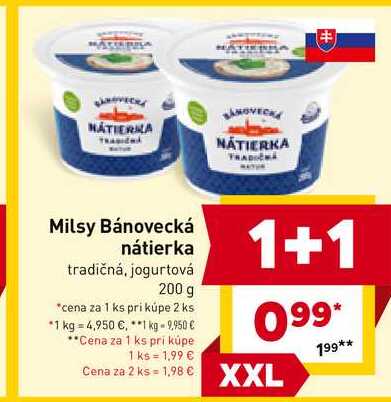 Milsy Bánovecká nátierka tradičná, jogurtová 200 g 