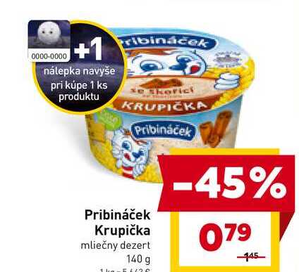 Pribináček Krupička mliečny dezert 140 g