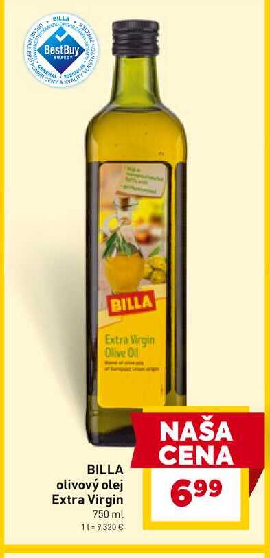 BILLA olivový olej Extra Virgin 750 ml 