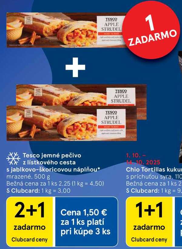 Tesco jemné pečivo z lístkového cesta s jablkovo-škoricovou náplňou, 500 g 