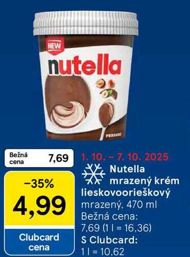Nutella mrazený krém lieskovoorieškový, 470 ml