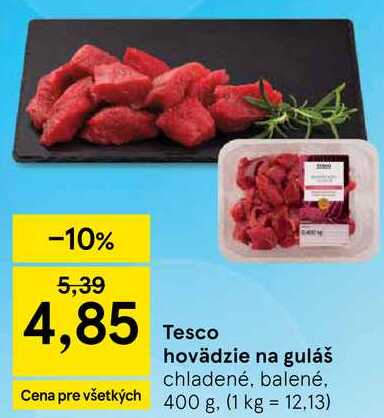Tesco hovädzie na guláš, 400 g