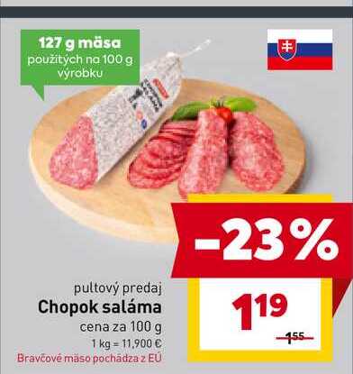 Chopok saláma cena za 100 g