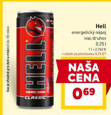 Hell energetický nápoj viac druhov 0,25l