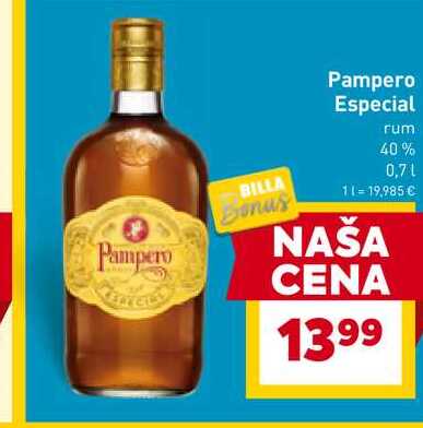 Pampero Especial rum 40% 0,7l