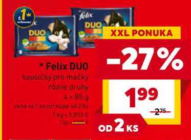 Felix DUO kapsičky pre mačky rôzne druhy 4×85 g 
