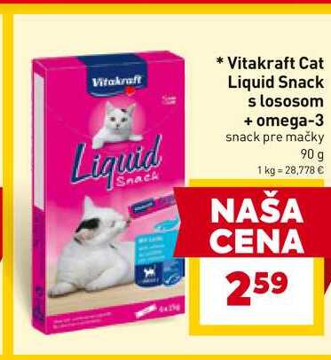 Vitakraft Cat Liquid Snack s lososom + omega-3 snack pre mačky 90 g 