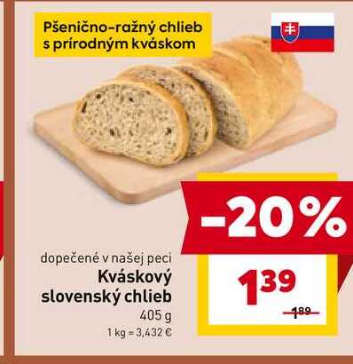 Kváskový slovenský chlieb 405 g 