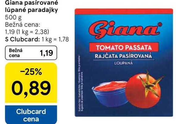 Giana pasírované lúpané paradajky, 500 g