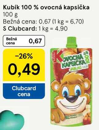 Kubík 100 % ovocná kapsička, 100 g