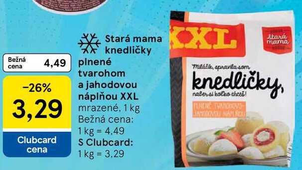 Stará mama knedličky plnené tvarohom a jahodovou náplňou XXL, 1 kg