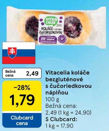 Vitacelia koláče bezgluténové s čučoriedkovou náplňou, 100 g