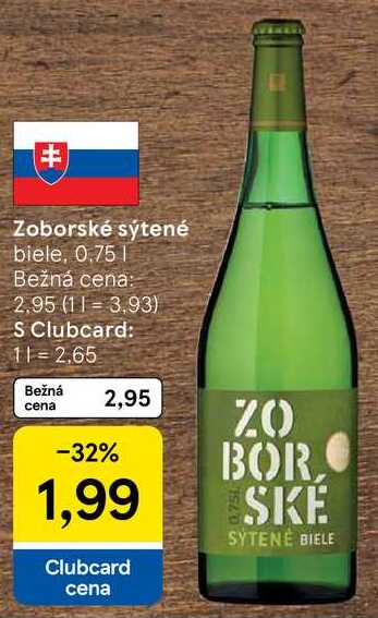 Zoborské sýtené, 0,75 l