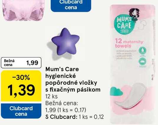 Mum's Care hygienické popôrodné vložky s fixačným pásikom, 12 ks 