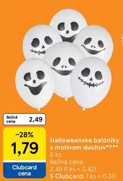 Halloweenske balóniky s motívom duchov, 6 ks 