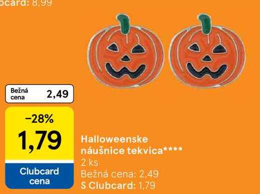 Halloweenske náušnice tekvica, 2 ks 