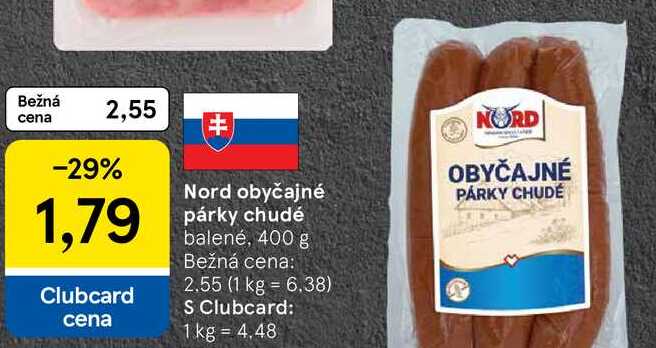 Nord obyčajné párky chudé, 400 g 