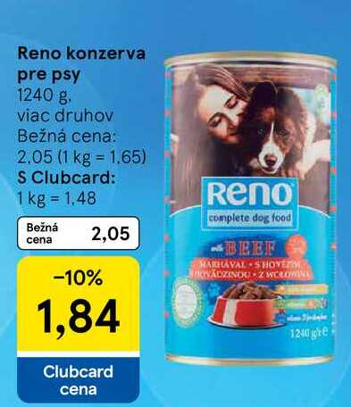 Reno konzerva pre psy, 1240 g