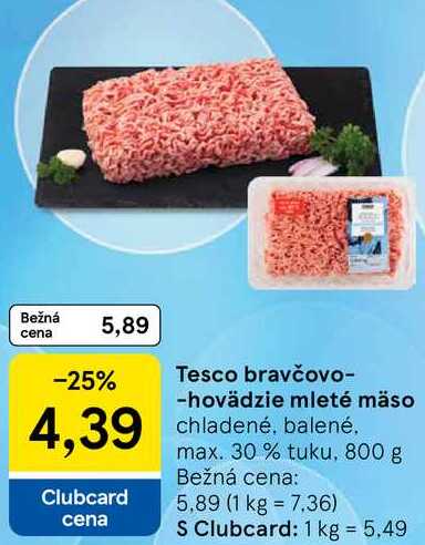 Tesco bravčovo-hovädzie mleté mäso, 800 g